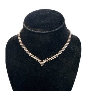 Gold-Tone Rhinestone Statement Necklace Elegant Sparkly Costume Jewelry